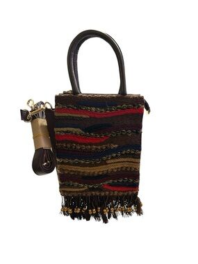 Aarong Embroidered Boho Crossbody Fringe Tapestry Mixed Fabric Artisan Bag NWT
